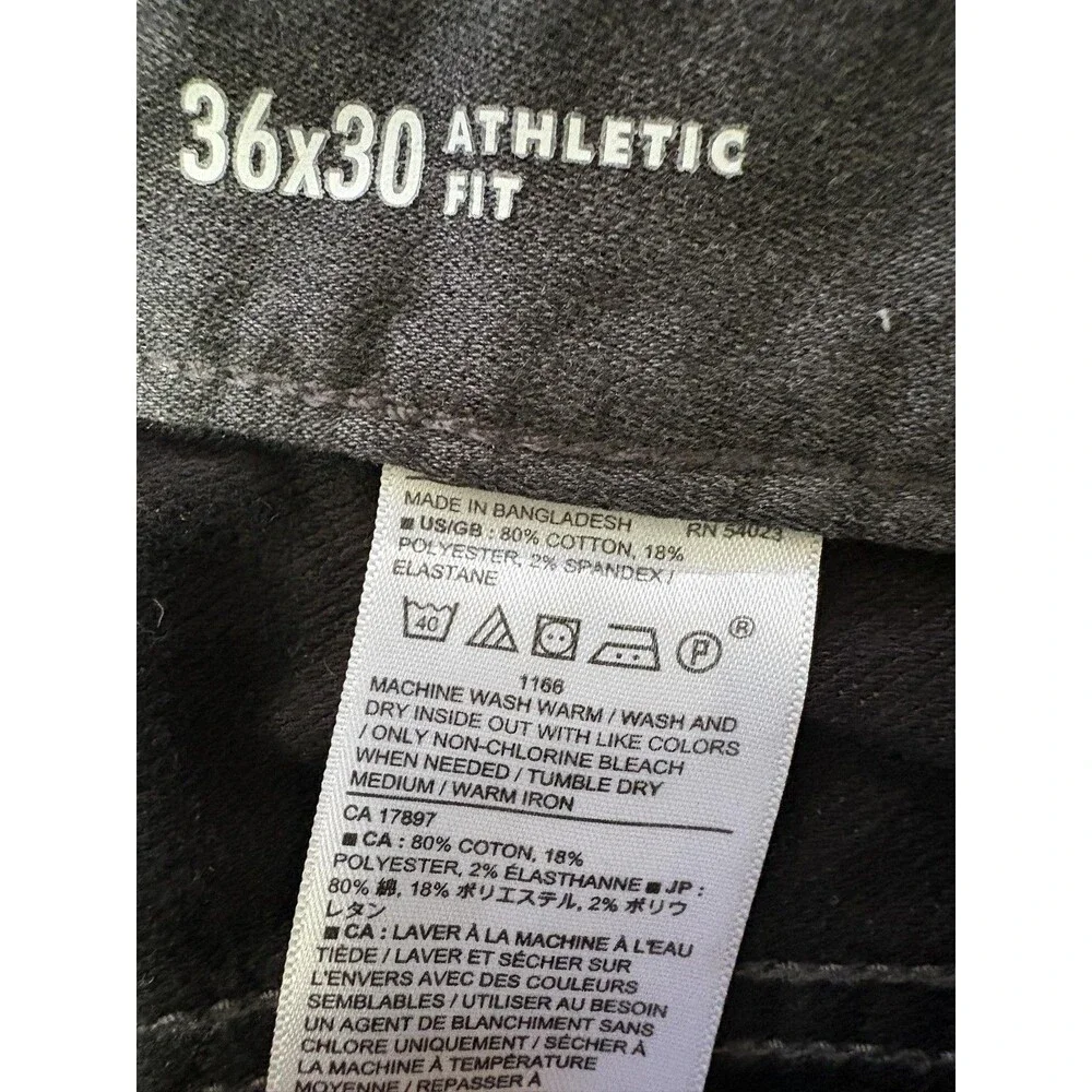 Banana Republic Jeans Mens 36x27 Gray Athletic Fit Charcoal Travel Jean Stretch